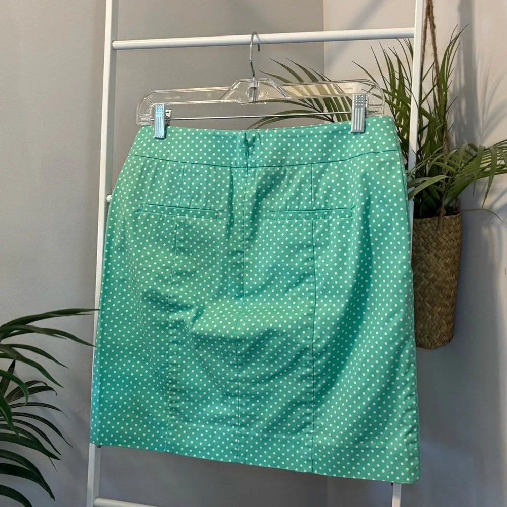 🌸Ann Taylor Green Cotton Polka Dot Skirt🌸 - Picture 6 of 9